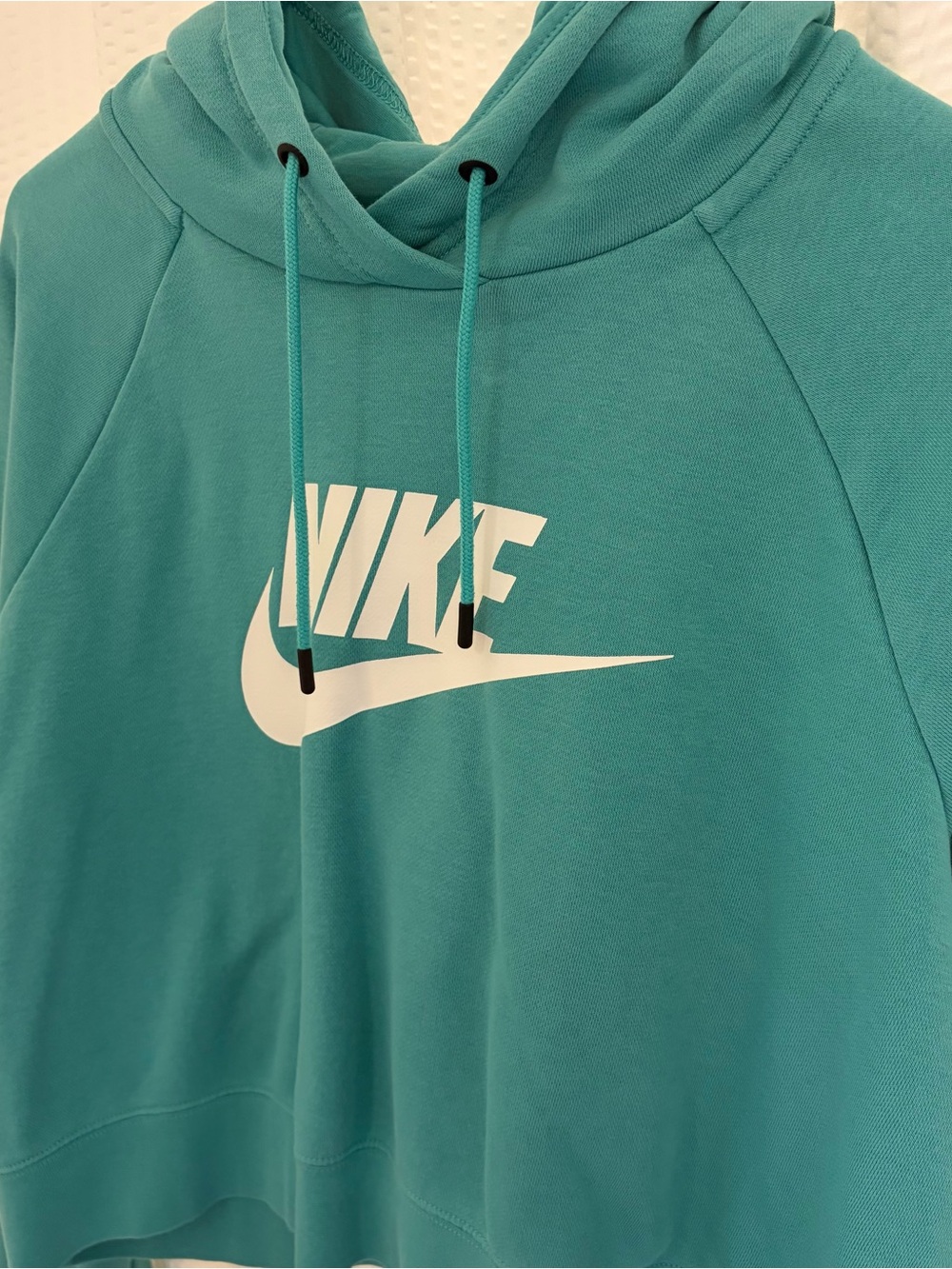 Nike Teal Pullover Cropped Hoodie with White Swoosh